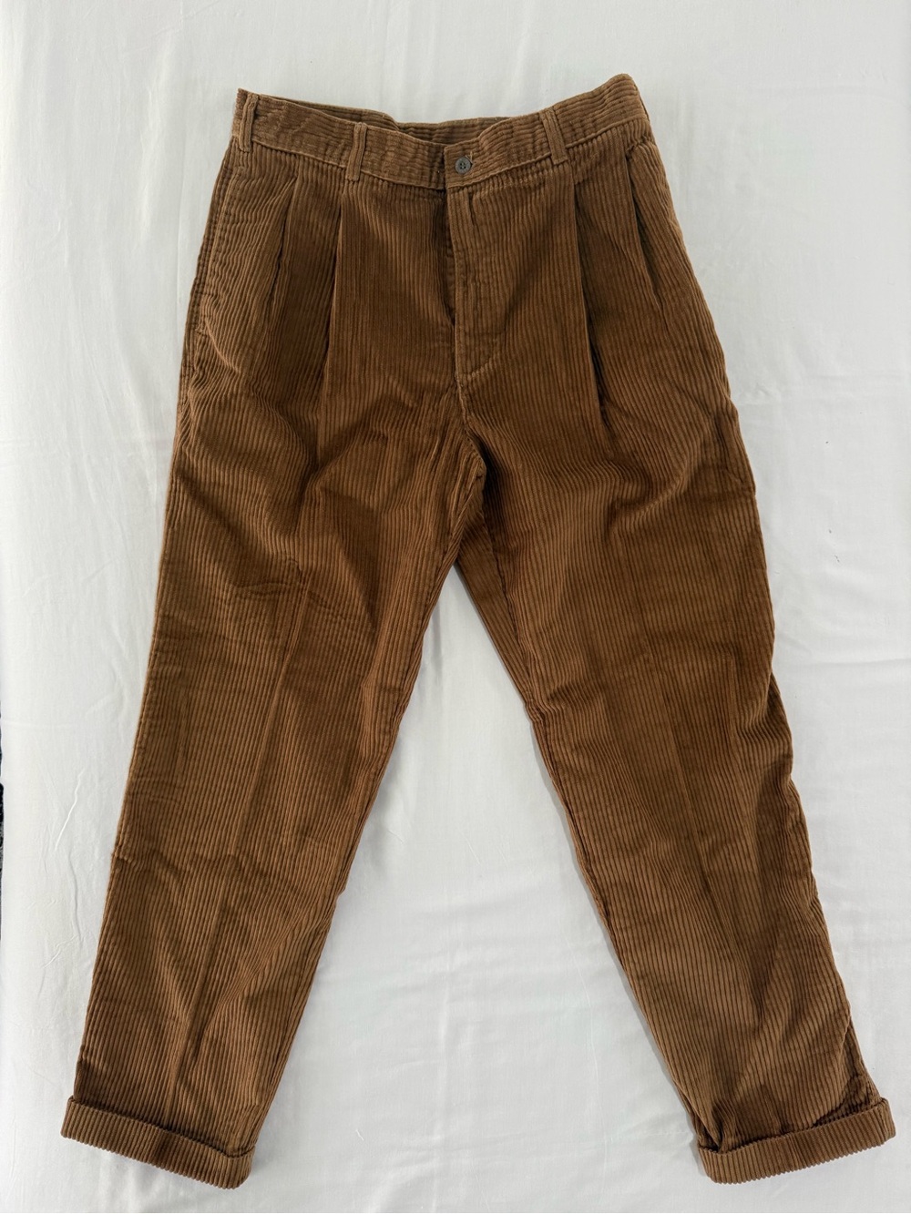 VTG Vintage Dockers Men’s Khaki Corduroy Pleated Cuffed Chino Pants Size 34x30